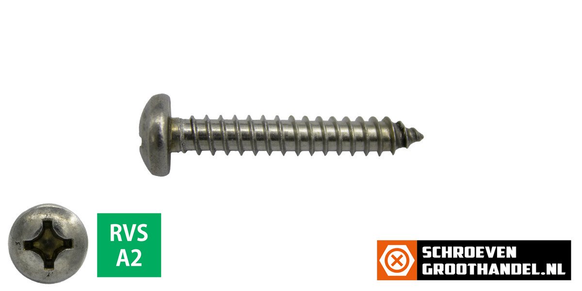 Alternatieve afbeelding voor Parkers RVS A2 3,9x25mm cilinderkop philips DIN 7981 200 stuks