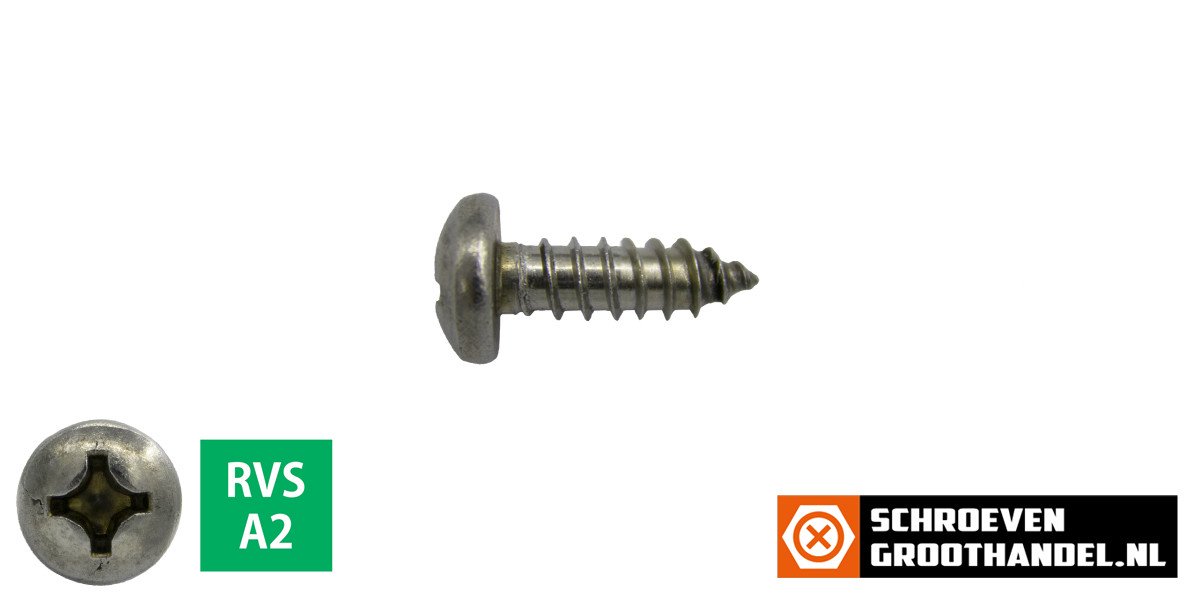Alternatieve afbeelding voor Parkers RVS A2 4,2x6,5mm cilinderkop philips DIN 7981 200 stuks