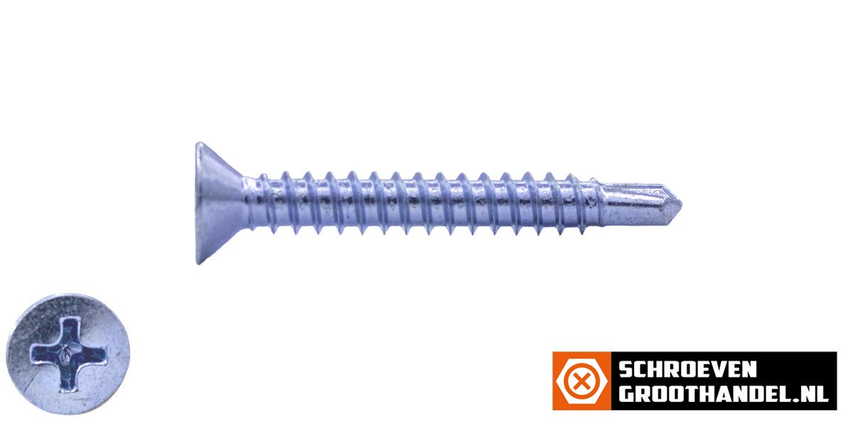 Alternatieve afbeelding voor Boorschroeven verzinkt 4,2x32mm platkop philips DIN 7504-P 200 stuks