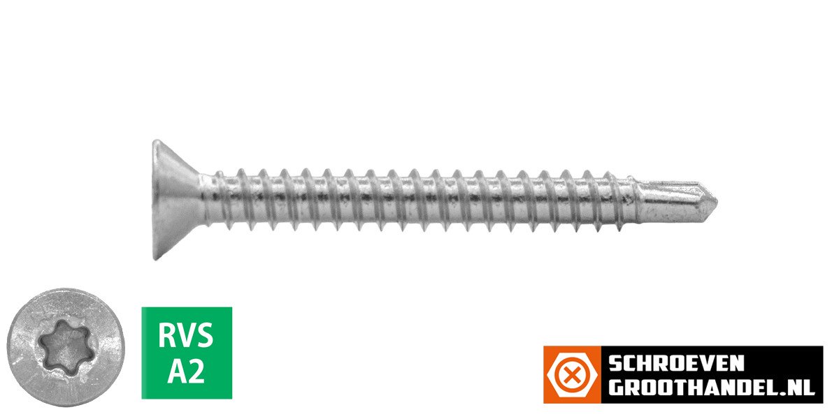 Alternatieve afbeelding voor Boorschroeven RVS A2 4,8x90mm platkop torx DIN 7504-P 100 stuks