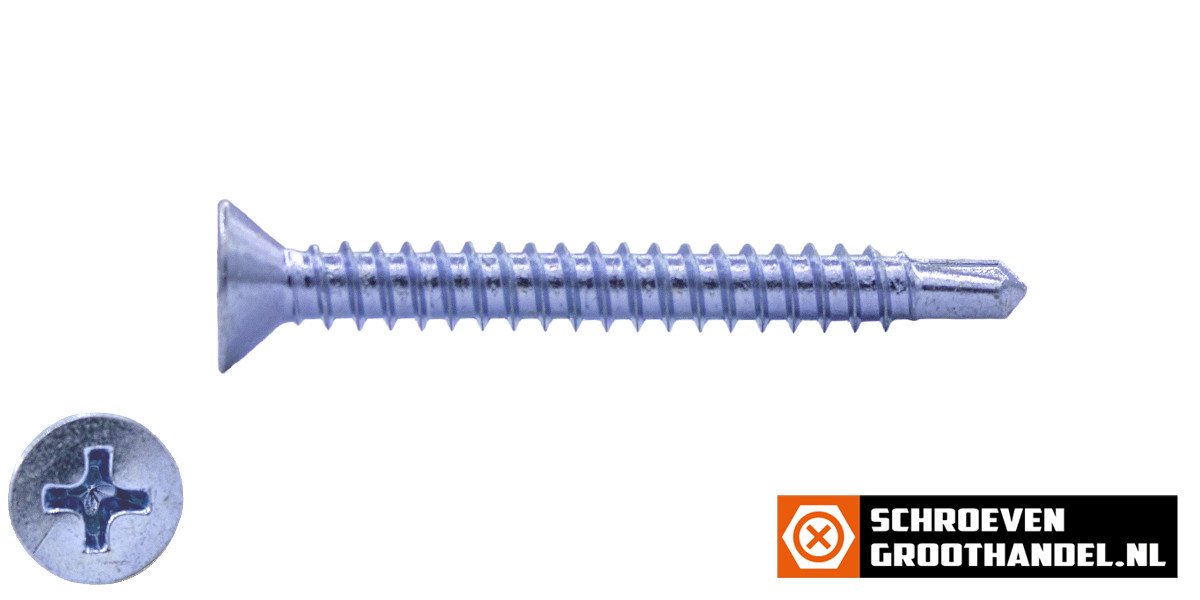 Alternatieve afbeelding voor Boorschroeven verzinkt 6,3x70mm platkop philips DIN 7504-P 200 stuks