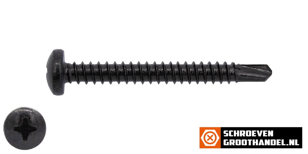 Alternatieve afbeelding voor Boorschroeven zwart verzinkt 4,8x50mm cilinderkop philips DIN 7504-P 200 stuks