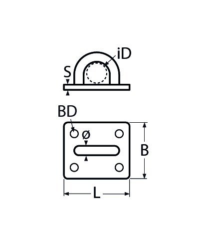 Alternatieve afbeelding voor Dekoog vierkante grondplaat 50x40mm RVS A2 1 stuk
