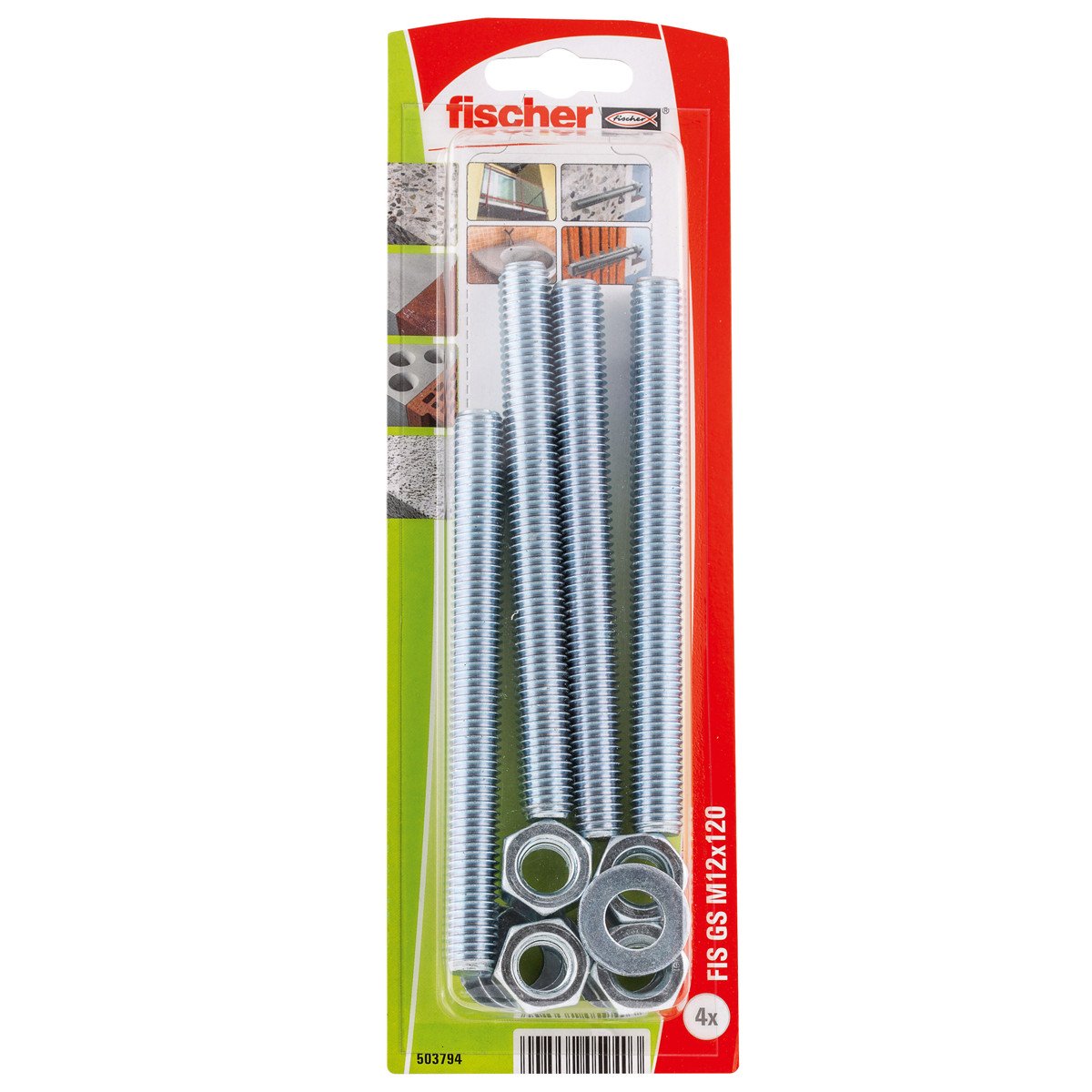 Alternatieve afbeelding voor Fischer ankerstang 12x120mm 4 stuks
