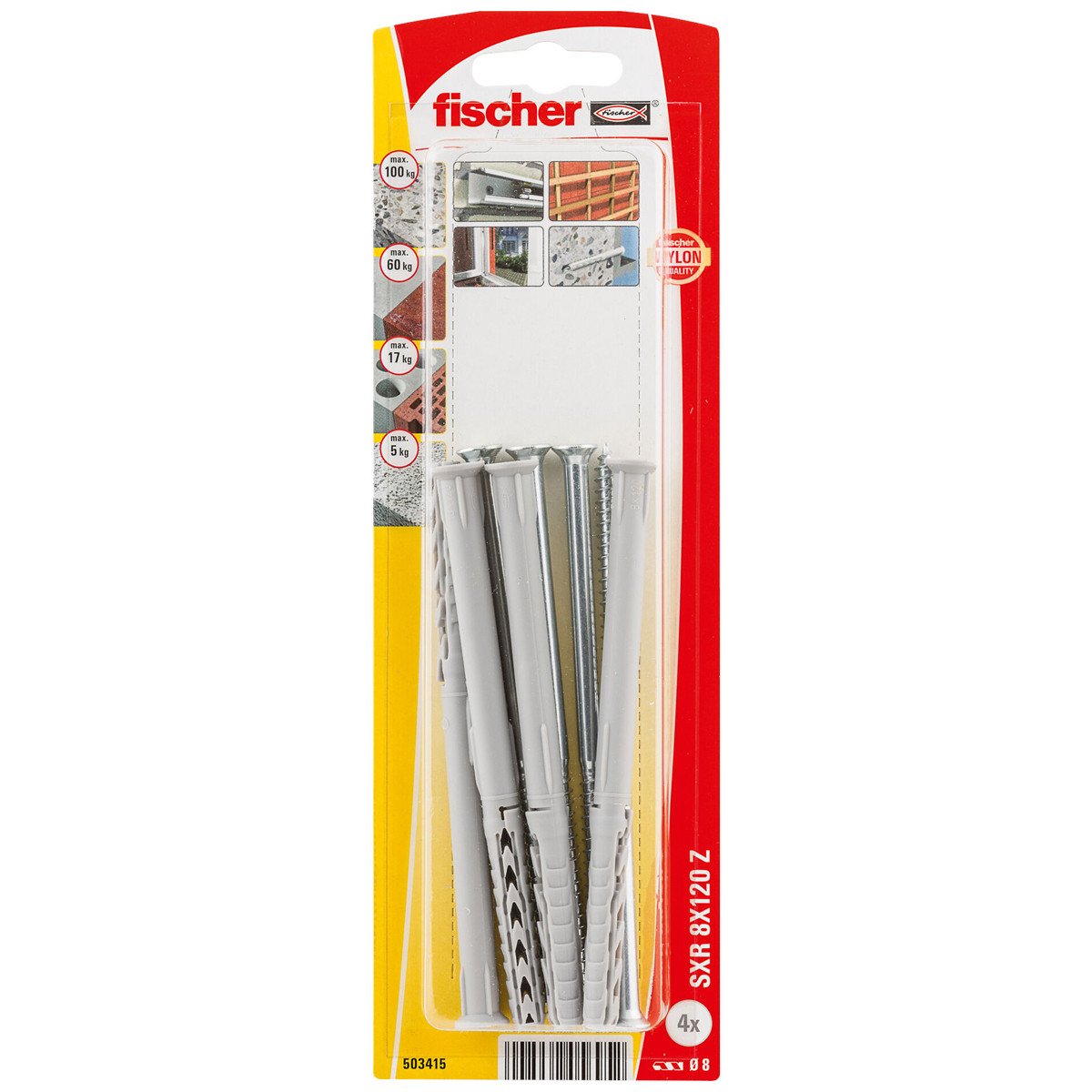 Alternatieve afbeelding voor Constructiepluggen SXR 8x120 Z met schroeven 4 stuks