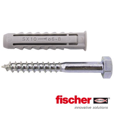 Alternatieve afbeelding voor Fischer pluggen SX 10x50 S met houtdraadbouten 7x65mm 5 stuks