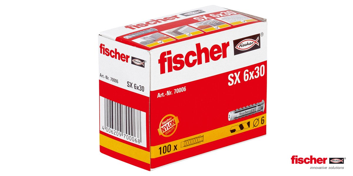 Alternatieve afbeelding voor Fischer pluggen SX 6x30 100 stuks