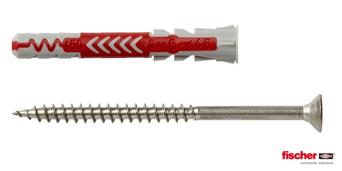 Alternatieve afbeelding voor Fischer Duopower pluggen 6x50 S A2 met RVS A2 schroeven 4 stuks