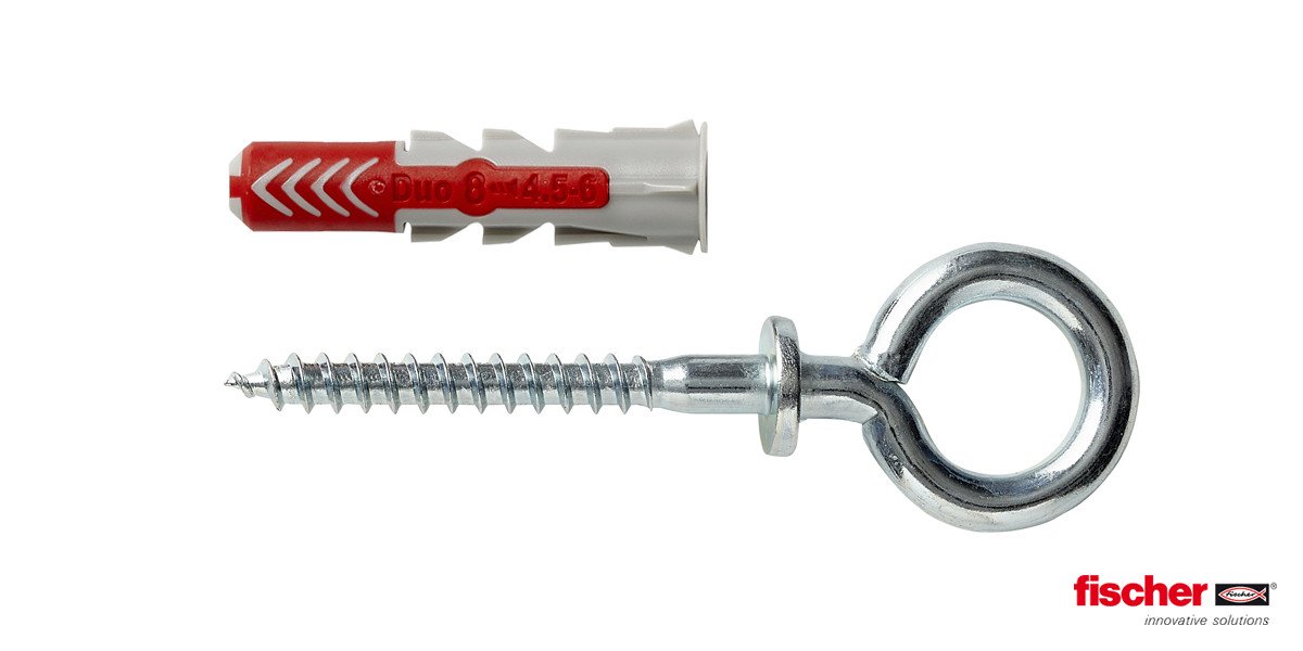 Alternatieve afbeelding voor Fischer Duopower pluggen 8x40 OH K met ooghaken 2 stuks