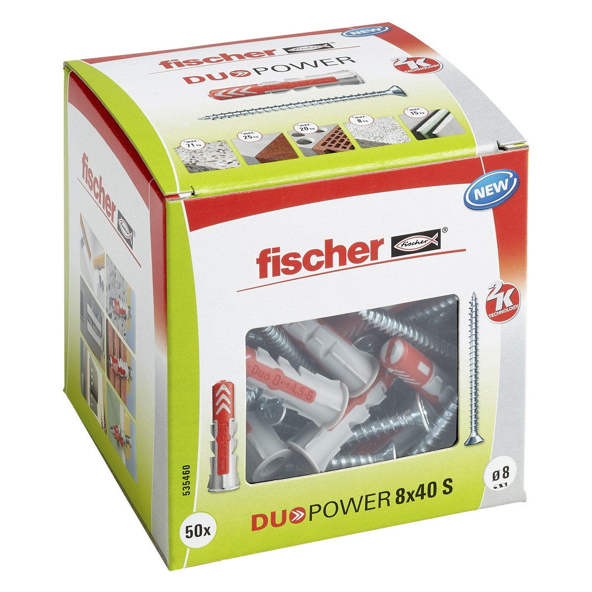 Alternatieve afbeelding voor Fischer Duopower pluggen 8x40 S met schroeven 50 stuks
