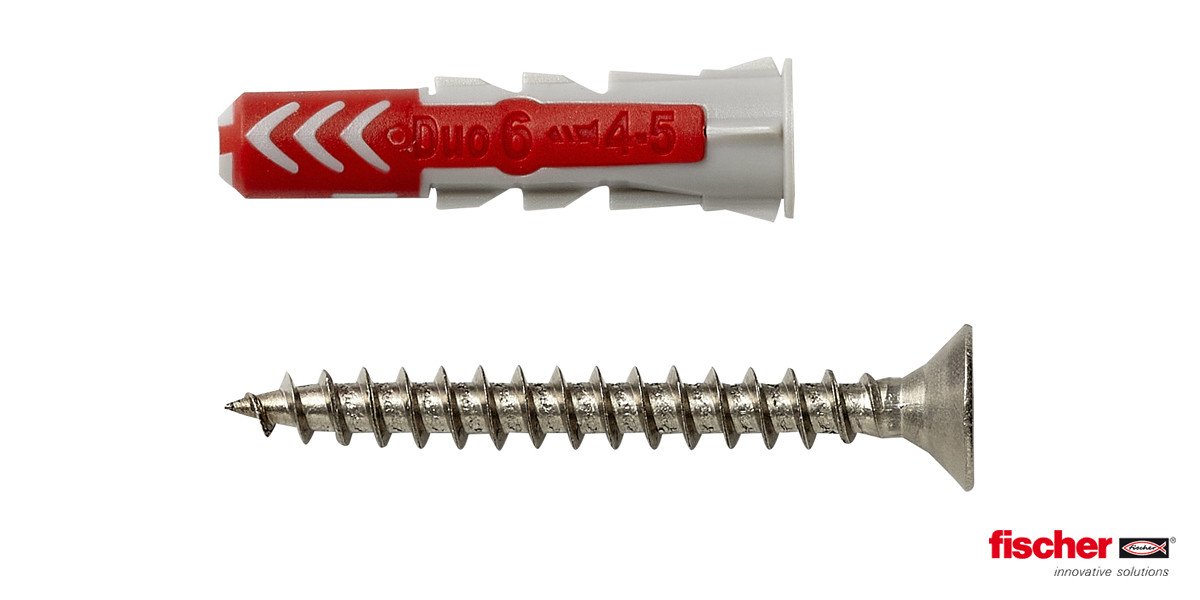 Alternatieve afbeelding voor Fischer Duopower pluggen 6x30 S A2 K met RVS A2 schroeven 4 stuks
