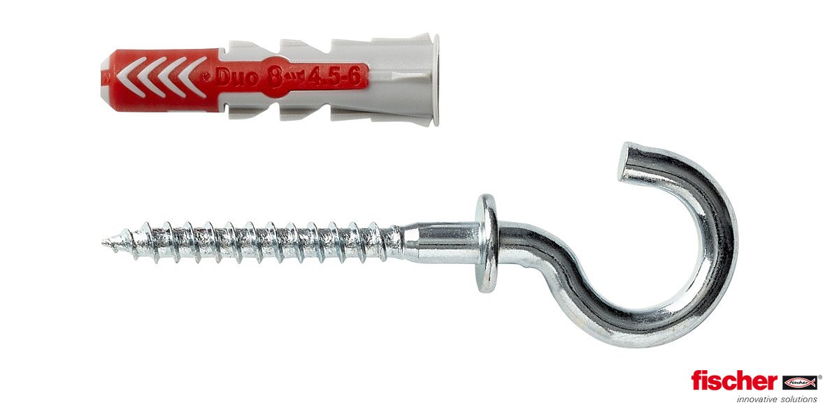 Alternatieve afbeelding voor Fischer Duopower pluggen 8x40 RH K met ronde haken 4 stuks