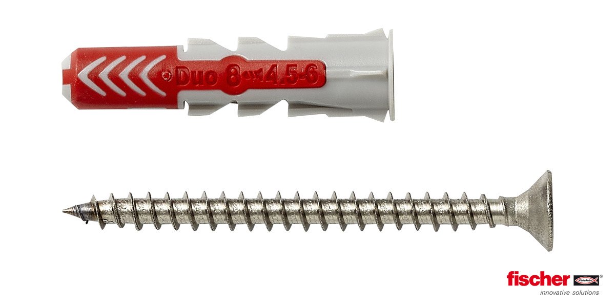 Alternatieve afbeelding voor Fischer Duopower pluggen 8x40 S A2 K met RVS A2 schroeven 2 stuks