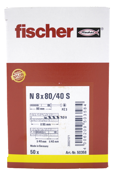 Alternatieve afbeelding voor Fischer slagpluggen N 8x80/40 S 50 stuks