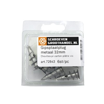 Alternatieve afbeelding voor Gipsplaatpluggen metaal 32mm 6 stuks