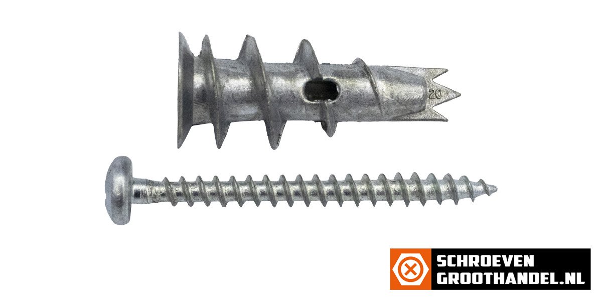 Alternatieve afbeelding voor Gipsplaatpluggen metaal 32mm met schroeven 4mm 6 stuks