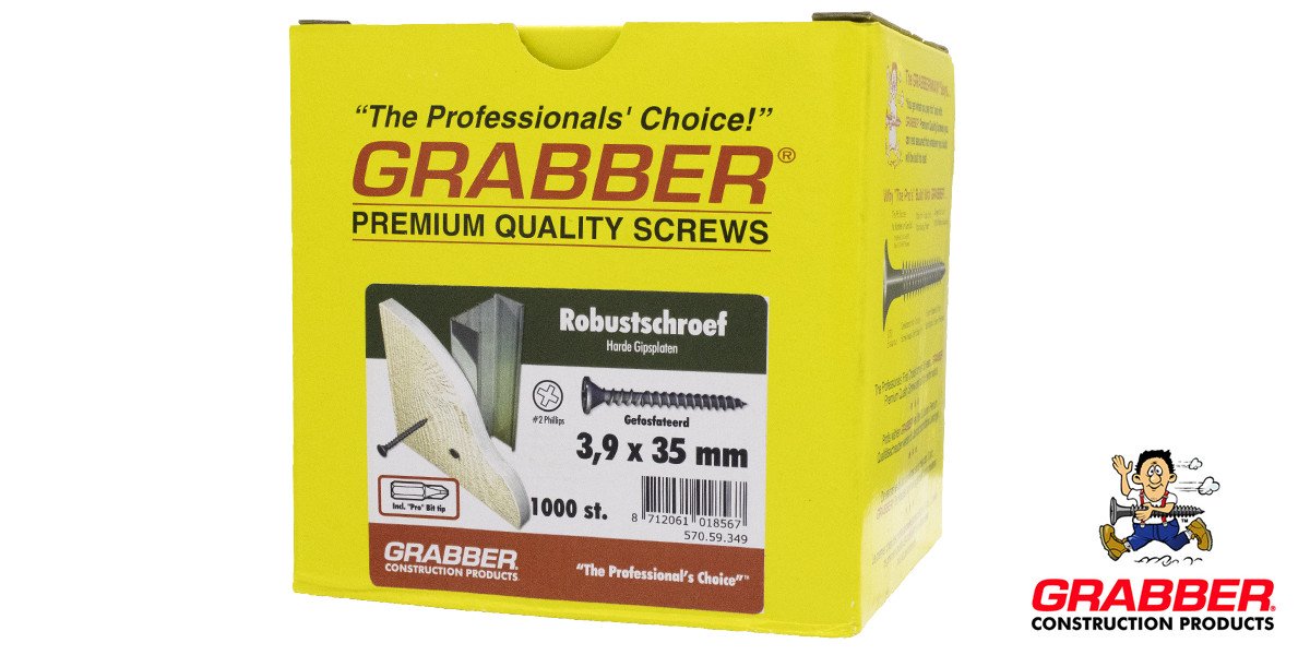 Alternatieve afbeelding voor Grabber robustschroef 3,9x35mm gefosfateerd PH2 1000 stuks