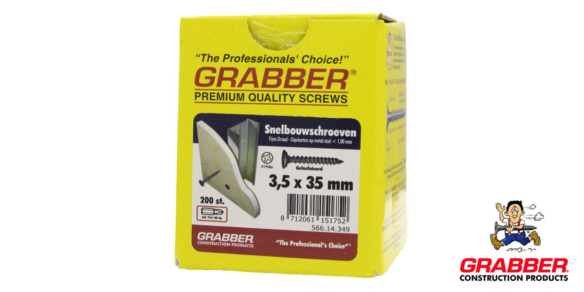 Alternatieve afbeelding voor Grabber snelbouwschroef 3,5x35mm gefosfateerd fijn draad PH2 200 stuks