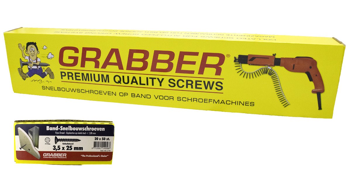 Alternatieve afbeelding voor Grabber snelbouwschroef op band 3,5x25mm gefosfateerd fijn draad PH2 1000 stuks