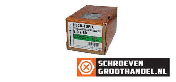 Alternatieve afbeelding voor Heco Topix vlonderschroeven 5x60/35 mm RVS A2 TORX 200 stuks