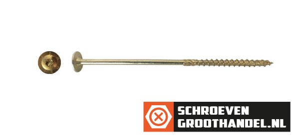 Alternatieve afbeelding voor Houtbouwschroeven 8x120/80 mm geel verzinkt discuskop TORX 50 stuks