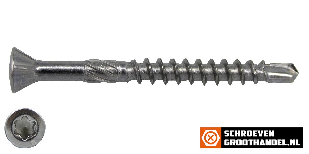 Alternatieve afbeelding voor Houtbouwschroeven CSK zelfborend 4,0x70/50mm RVS C1 freeskop TORX 200 stuks