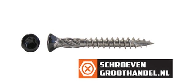 Alternatieve afbeelding voor Potdekselschroeven 4x70 mm RVS C1 RAL9005 gitzwart TORX 200 stuks