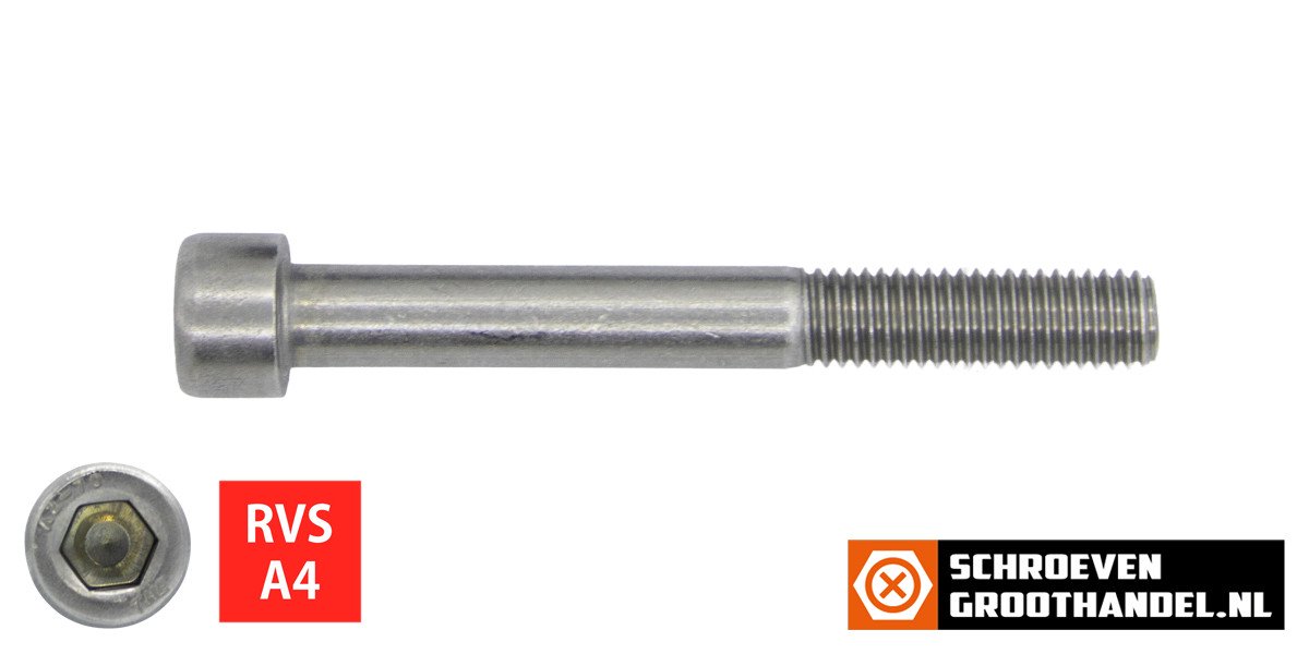 Alternatieve afbeelding voor Inbusbouten cilinderkop M8 x 70mm RVS A4 DIN912 50 stuks