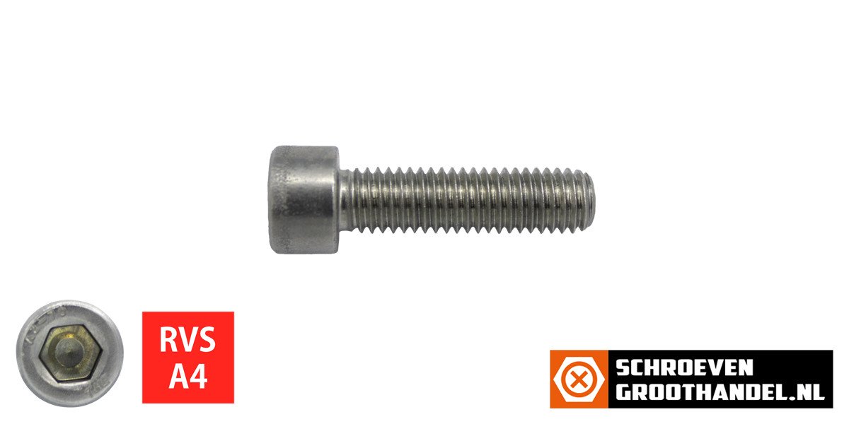 Alternatieve afbeelding voor Inbusbouten cilinderkop M10 x 16mm RVS A4 DIN912 25 stuks