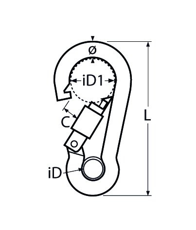 Alternatieve afbeelding voor Karabijnhaak met oog en borgsluiting 10x100mm RVS A4 ART8232 1 stuk