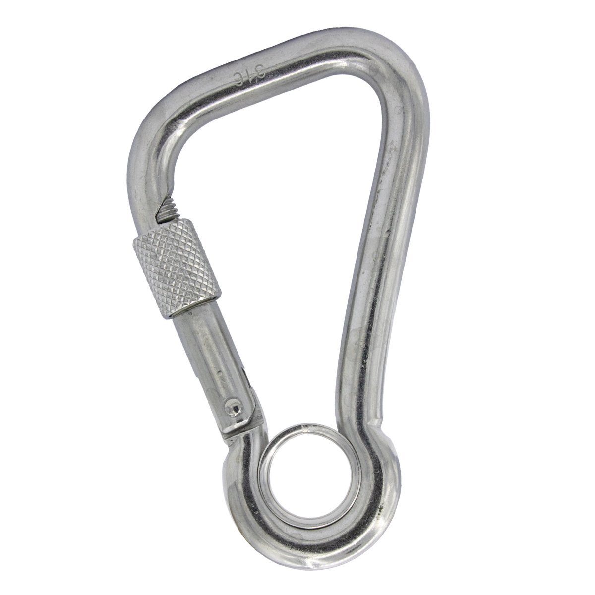 Alternatieve afbeelding voor Karabijnhaak asymetrisch met schroefsluiting 11x120mm RVS A4 1 stuk