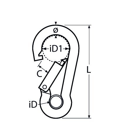 Alternatieve afbeelding voor Karabijnhaak met oog 11x120mm RVS A4 1 stuk