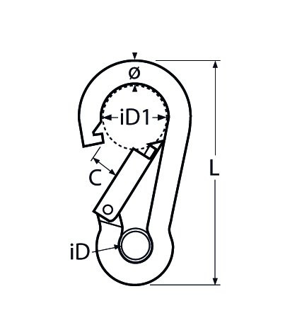 Alternatieve afbeelding voor Karabijnhaak met oog 5x50mm RVS A4 1 stuk