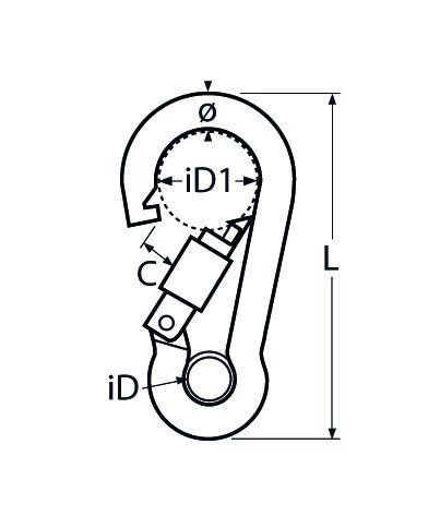 Alternatieve afbeelding voor Karabijnhaak met oog en borgsluiting 10x100mm RVS A4 ART8232 1 stuk