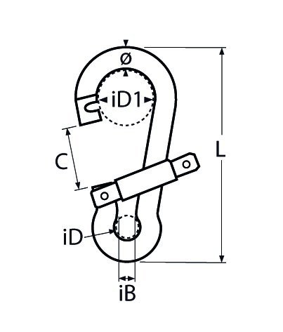 Alternatieve afbeelding voor Karabijnhaak grote sluiting 10x100mm RVS A4 1 stuk