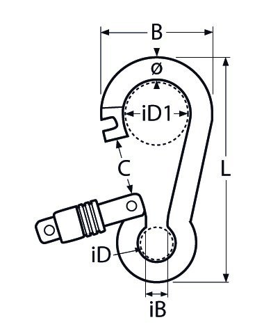 Alternatieve afbeelding voor Karabijnhaak met veersluiting 10x100mm RVS A4 1 stuk