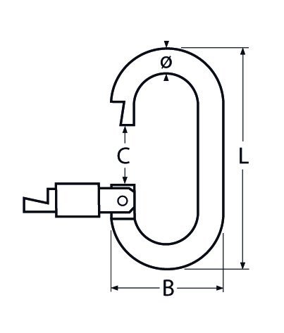 Alternatieve afbeelding voor Karabijnhaak ovaal met schroefsluiting 8x70mm RVS A4 1 stuk