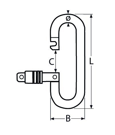 Alternatieve afbeelding voor Karabijnhaak ovaal met veersluiting 5x70mm RVS A4 1 stuk