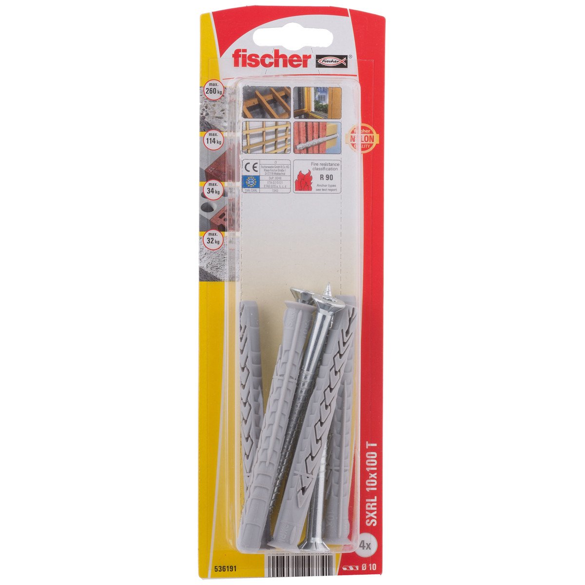 Alternatieve afbeelding voor Constructiepluggen SXRL 10x100 T met schroeven 4 stuks