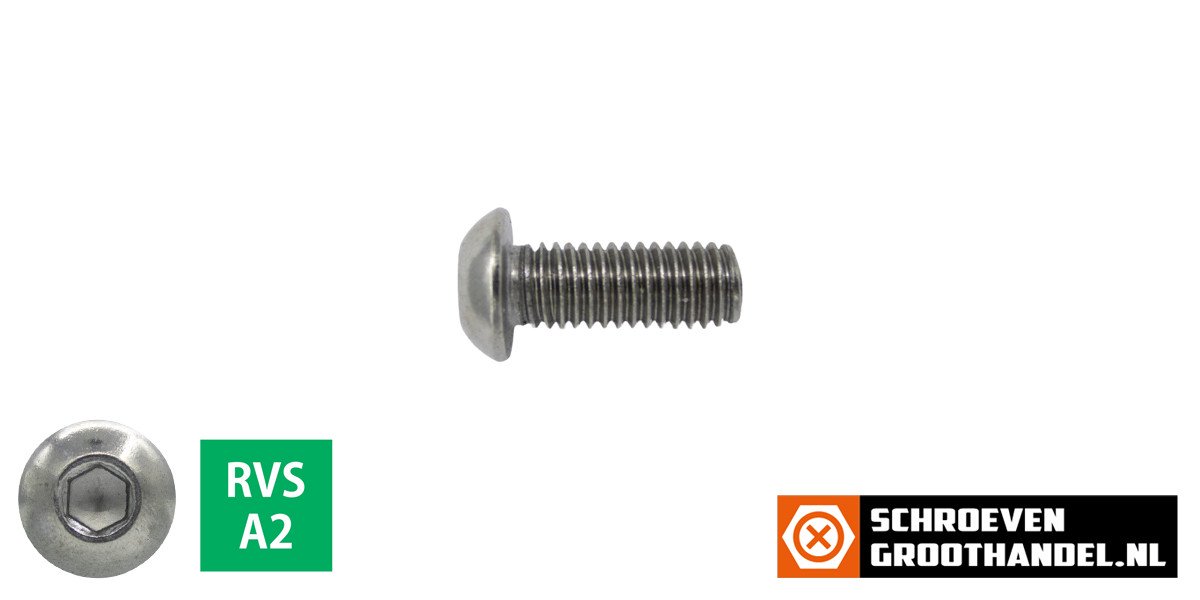 Alternatieve afbeelding voor Laagbolkopschroeven laagbolkop M8 x 12mm RVS A2 ISO7380-1 50 stuks