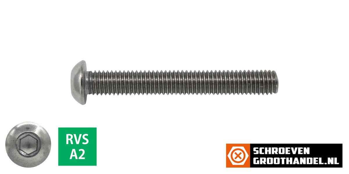 Alternatieve afbeelding voor Laagbolkopschroeven laagbolkop M8 x 50mm RVS A2 ISO7380-1 50 stuks