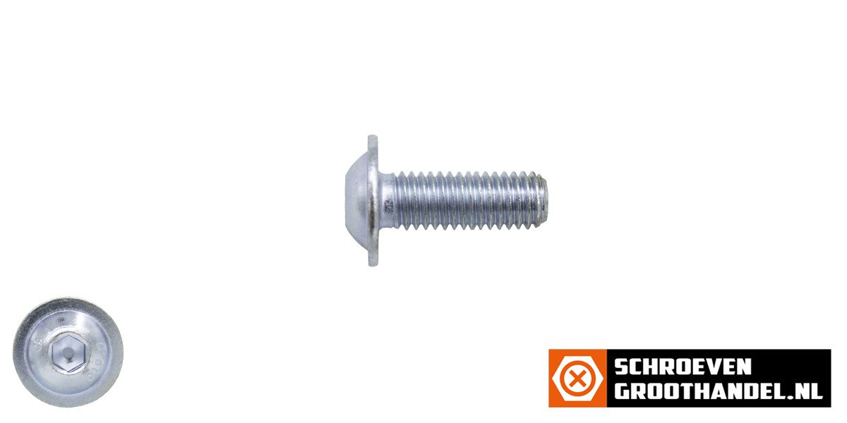 Alternatieve afbeelding voor Laagbolkopschroeven laagbolkop met flens M5 x 10mm verzinkt ISO7380-2 100 stuks