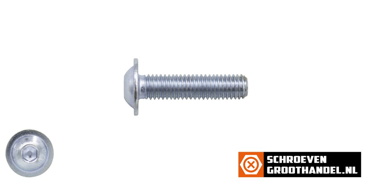 Alternatieve afbeelding voor Laagbolkopschroeven laagbolkop met flens M6 x 16mm verzinkt ISO7380-2 100 stuks