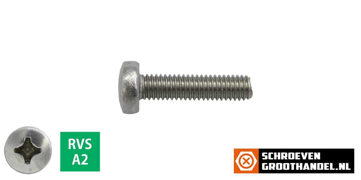 Alternatieve afbeelding voor Metaalschroeven cilinderkop M6 x 25mm DIN7985 RVS A2 philips 200 stuks