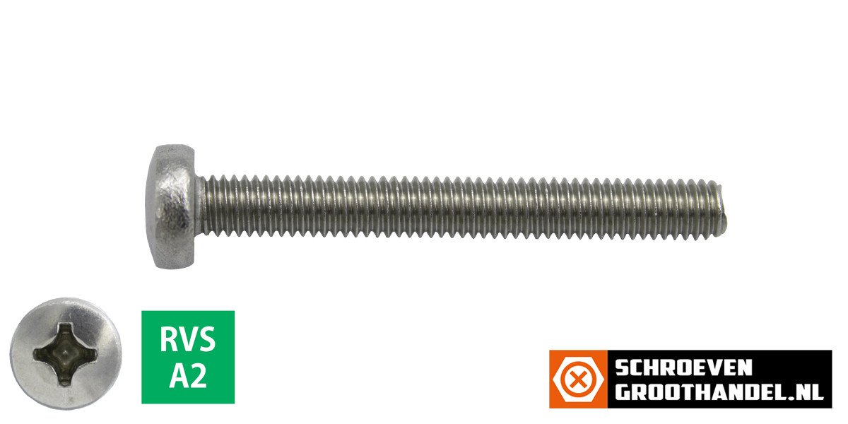 Alternatieve afbeelding voor Metaalschroeven cilinderkop M6 x 80mm DIN7985 RVS A2 philips 100 stuks