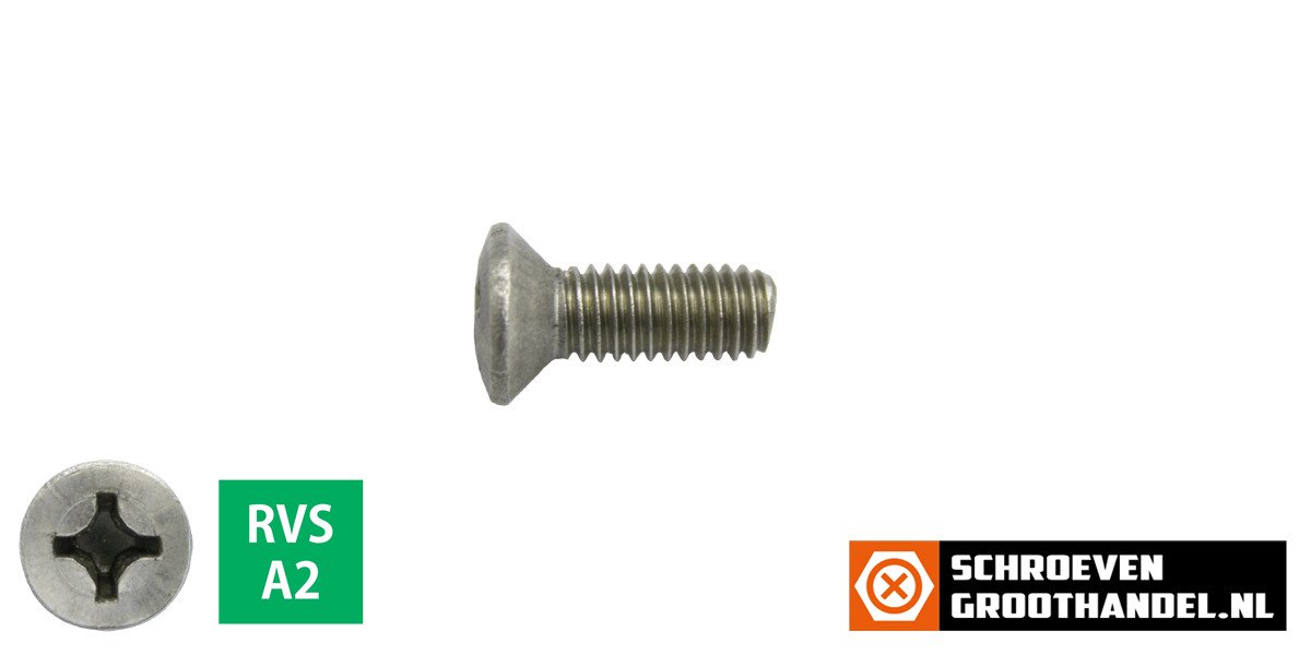 Alternatieve afbeelding voor Metaalschroeven lenskop M4 x 8mm DIN966 RVS A2 philips 200 stuks