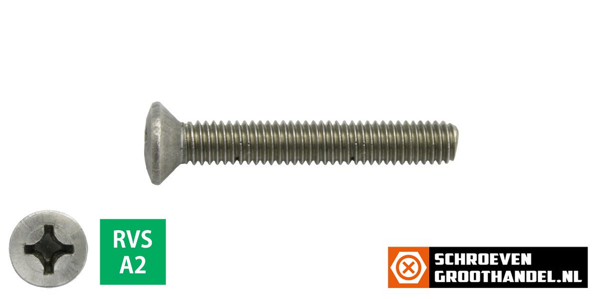 Alternatieve afbeelding voor Metaalschroeven lenskop M5 x 30mm DIN966 RVS A2 philips 200 stuks