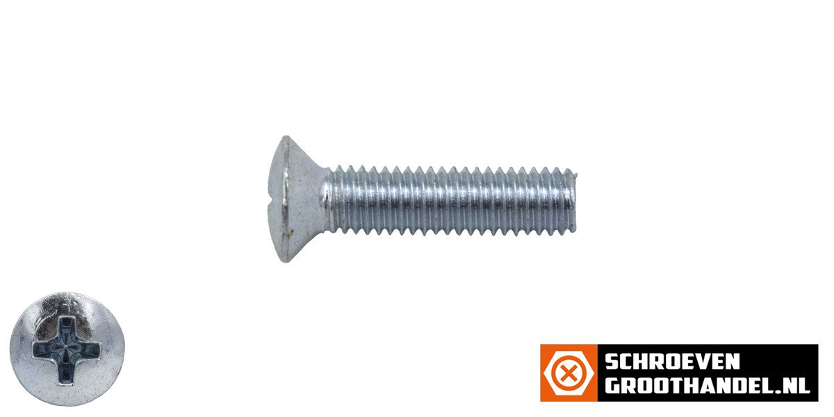 Alternatieve afbeelding voor Metaalschroeven lenskop M6 x 20mm DIN966 verzinkt philips 200 stuks