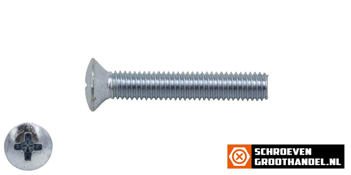 Alternatieve afbeelding voor Metaalschroeven lenskop M6 x 30mm DIN966 verzinkt philips 200 stuks