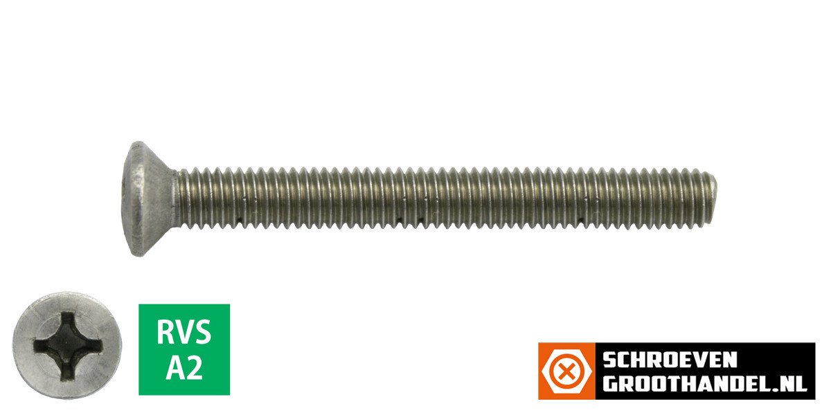 Alternatieve afbeelding voor Metaalschroeven lenskop M6 x 50mm DIN966 RVS A2 philips 200 stuks